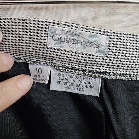 Vintage 1990s Houndstooth Pencil Skirt Academia Pinup VTG 90s M Black White - Picture 9 of 10